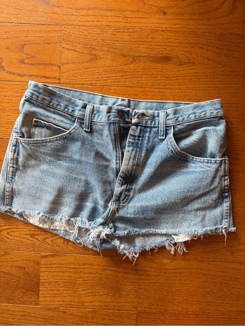 Vintage Rustler Light Blue Distressed Denim Cutoff Shorts